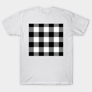 Black and White Buffalo Plaid Checkered Pattern T-Shirt